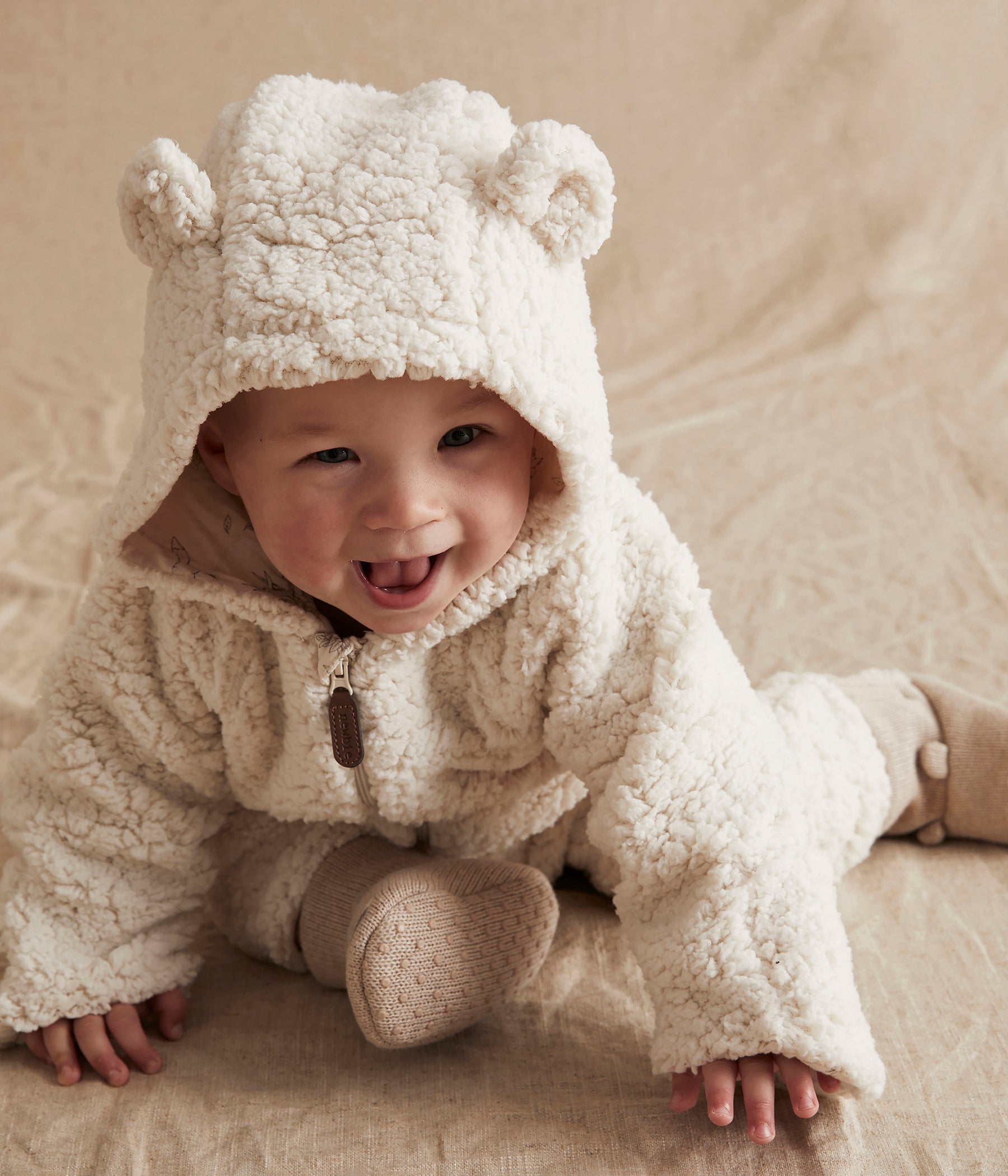 Baby white teddy coverall Newbie