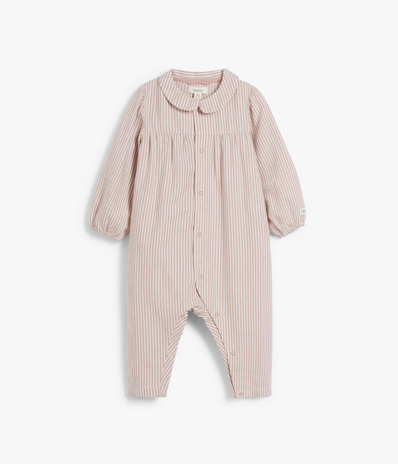 Baby pink striped flannel sleepsuit