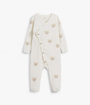 Baby white knitted teddy jumpsuit