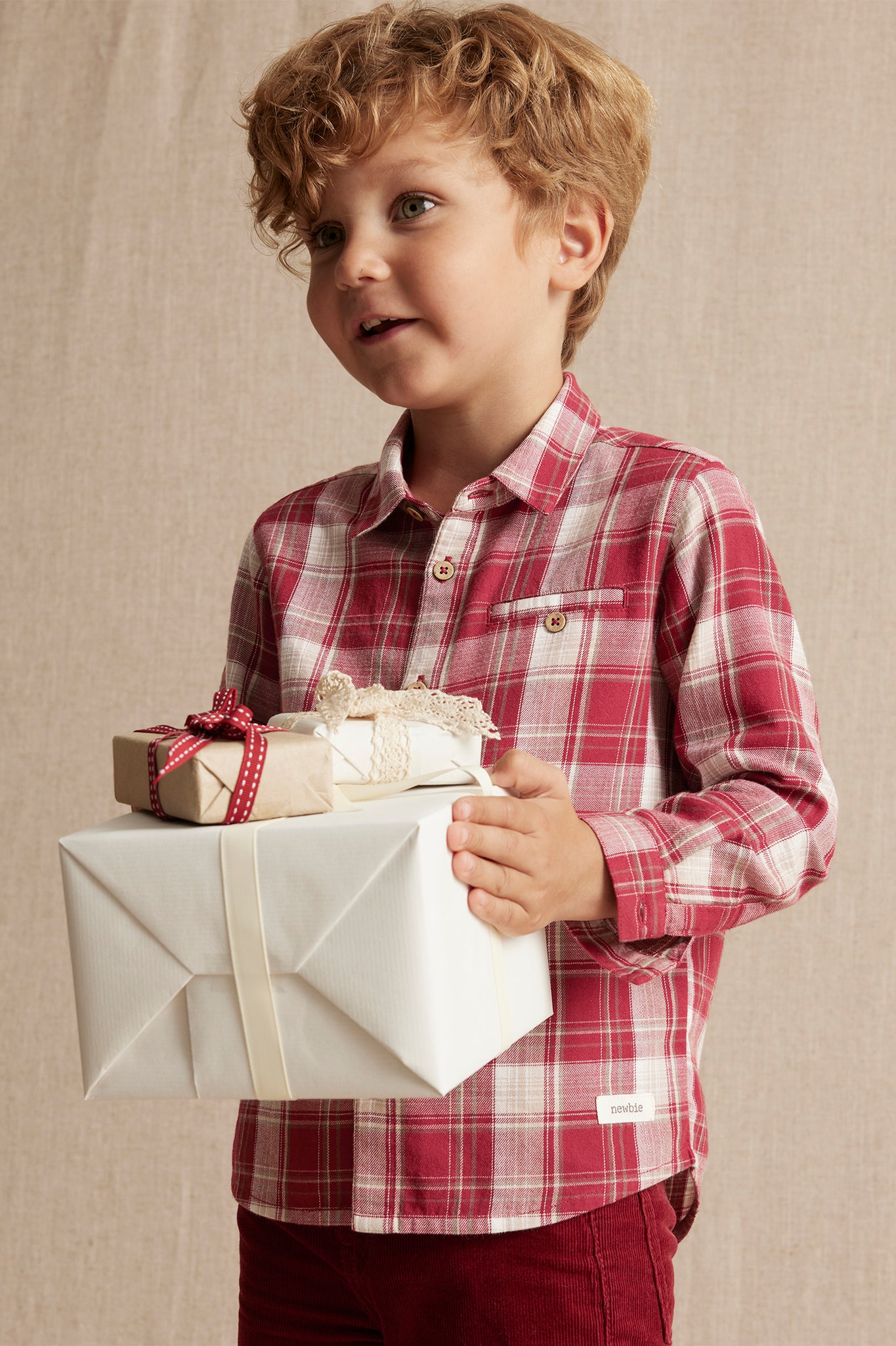 Kids' red checked shirt